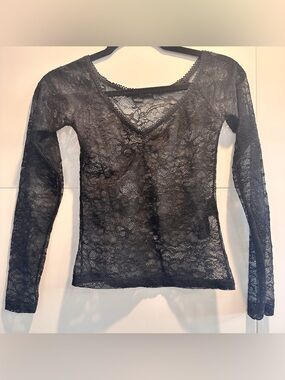 Light Before Dark Floral Sheer Lace Long Sleeve Top